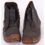 Rail Uniform: Pair of leather work boots, Size 8. Steel toecaps and wooden soles with metal
