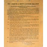 Original card railway notice: LNER ‘Preparation and Maintenance of Fires in Railway Waiting Rooms,