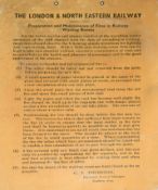 Original card railway notice: LNER ‘Preparation and Maintenance of Fires in Railway Waiting Rooms,