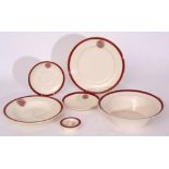 Red/white china ‘The Railway Convalescent Home’, a similar lot comprising: 25 x shallow dish 23cm