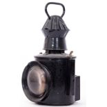 Large 2-aspect handlamp 44cm high. No railway markings. Bullseye lens. No fittings but all glass