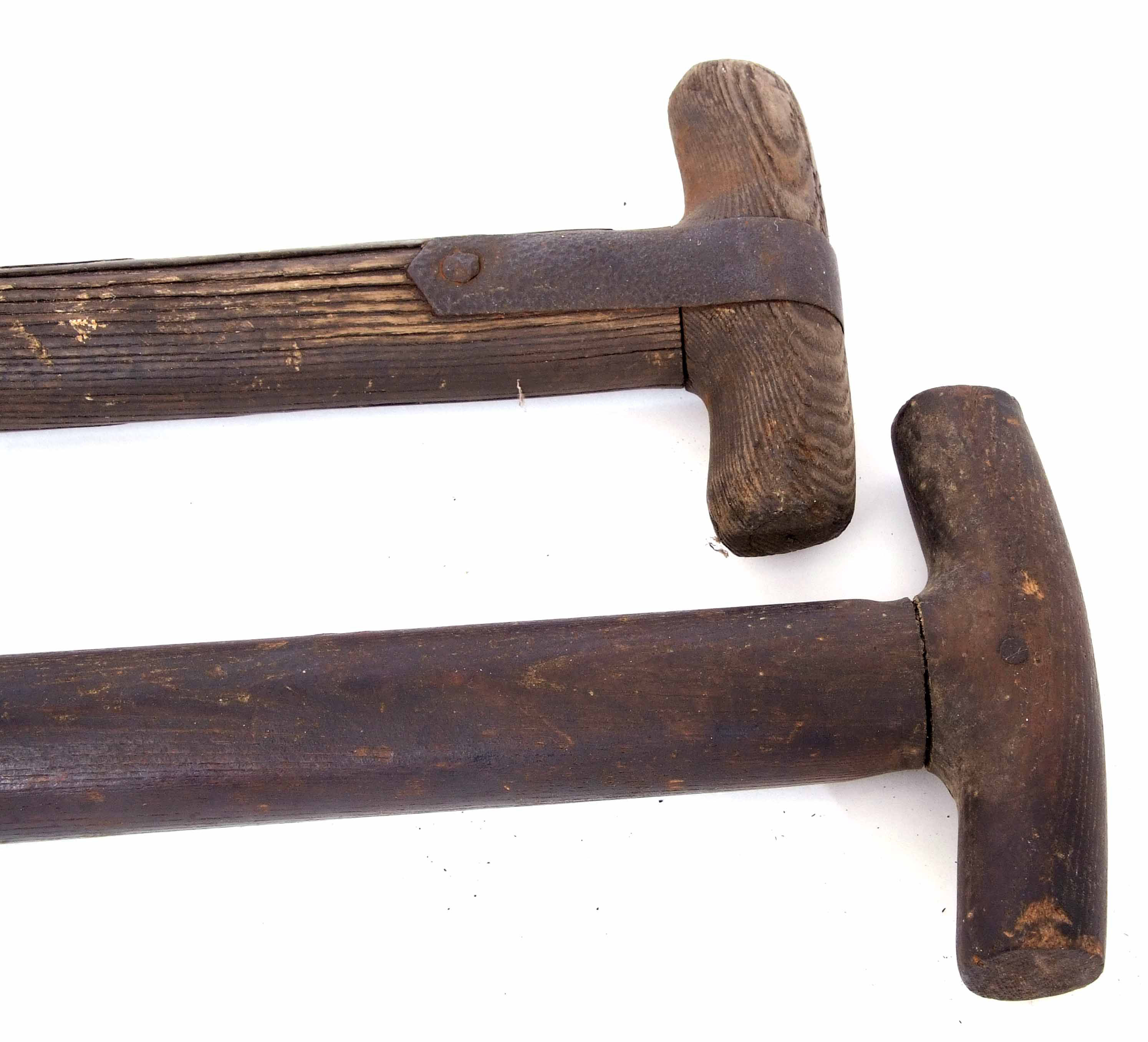 Railway Tools: Two 60 cm wooden shovel handles blackened through use but with no railway markings - Image 4 of 5