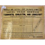 Norfolk & Suffolk Joint Railway ‘Local Train Service’ poster, laminated.