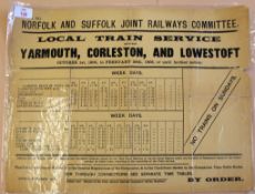 Norfolk & Suffolk Joint Railway ‘Local Train Service’ poster, laminated.