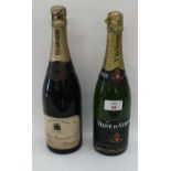 NV Hankey Bannister Champagne (1 bt) together with a bottle of NV Veuve du Vernay Sparkling. (2)