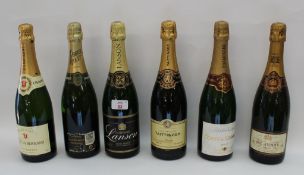 Mixed Case Champagnes & Sparking Wines, comprising 1 bt eacg of NV Lanson Champagne, NV Perrier
