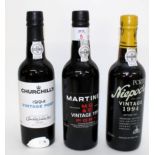 Three half bottles of Vintage Port, viz 1994 Martinez Vintage Port, 1994 Niepoort Vintage Port,