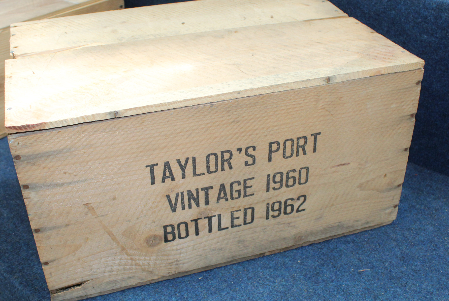 1960 Taylor Vintage Port together with original wooden case, one bottle. - Image 2 of 2