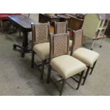 Set of four upholstered oak Dining Chairs, 86cm