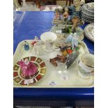 Mixed lot: Various including Royal Crown Derby 16cm Plate, lge Capodimonte Tramp Figure, etc.