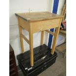 Beechwood single lift-up vintage School Desk, width 61cm