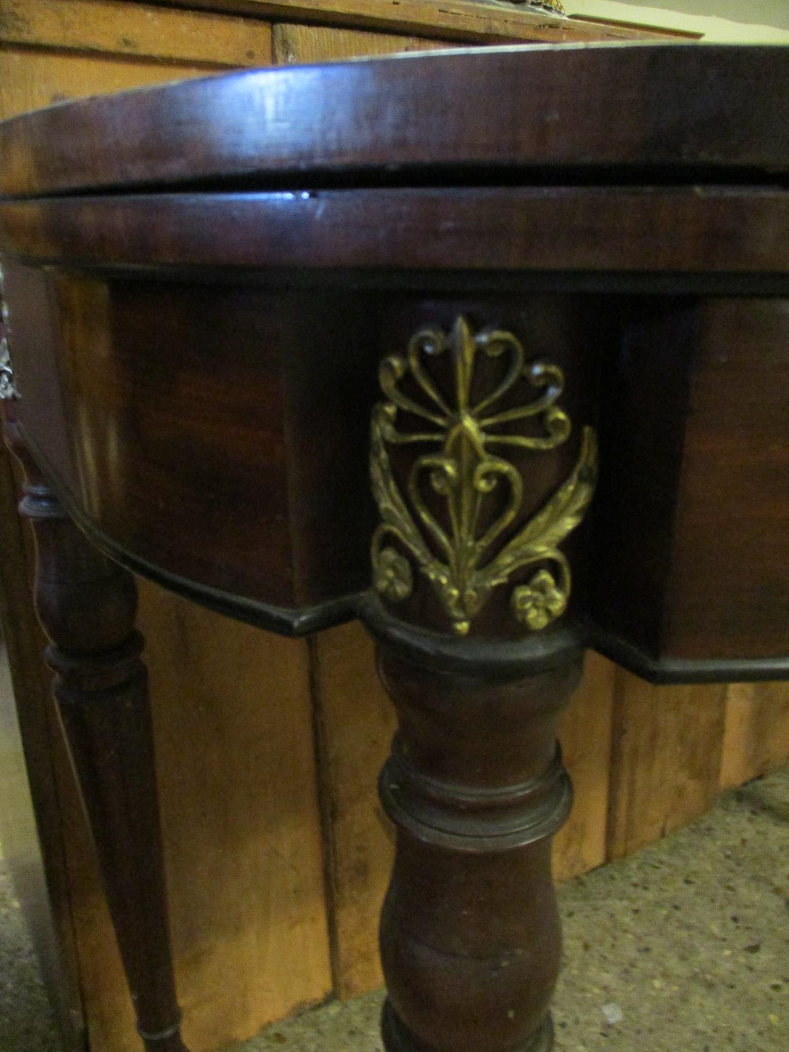 C19th mahogany fold-over Card Table, raised on turned legs, width 92cm - Image 5 of 5