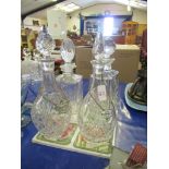 Four various Decanters, t/w asstd other drinks cabinet sundries, tallest decanter approx 30cm inc