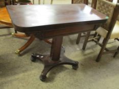 William IV period Card Table, with fold-top over beaded frieze, width 92cm