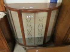 1950s/60s walnut demi-lune Display Cabinet, width 100cm