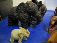 Collection various treen and other small Elephant Figures, t/w various Crib Boards and Cards.