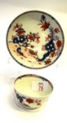 Lowestoft porcelain tea bowl in Redgrave two bird pattern