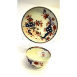 Lowestoft porcelain tea bowl in Redgrave two bird pattern