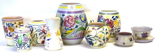 Group of Poole pottery wares circa 1950/60's, including various vases, jug and further small pot and