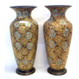 Large pair of Royal Doulton Slater patent vases, the baluster bodies with a typical lace design (1