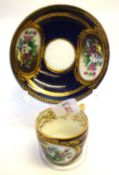 Late 18th/early 19th century Moscow (Gardner) factory porcelain cup and saucer decorated with a