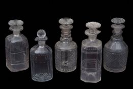 Group of cut glass decanters mid to late 19th century, (5)