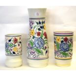 Group of 3 Poole pottery vases, mid/late 20th century, all with typical floral designs, largest 40cm