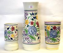 Group of 3 Poole pottery vases, mid/late 20th century, all with typical floral designs, largest 40cm
