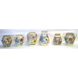 Group of 6 Poole pottery vases, all with typical floral designs, mid 20th century onwards (6)