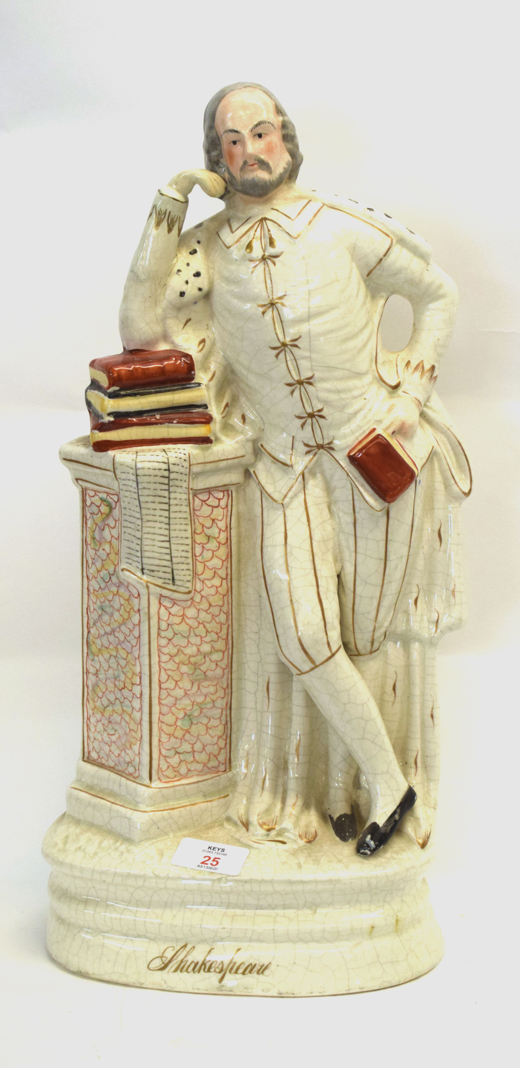 Large 19th Century Staffordshire figure of Shakespeare, 49 cm high