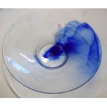Murano glass blue swirl art style dish