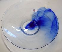 Murano glass blue swirl art style dish