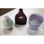 Swedish Art glass shaped vase and a Murano pearl coloured olive cream vase (2)