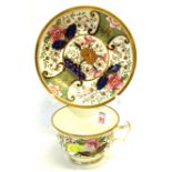 Swansea porcelain London shaped cup and saucer with a Japan pattern, with factory mark in red to