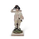 Early Staffordshire pearlware figure probably of Nelson, 17cm high