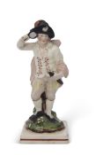 Early Staffordshire pearlware figure probably of Nelson, 17cm high