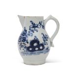 18th century Lowestoft porcelain sparrowbeak jug with a design of trailing flowers, the interior rim