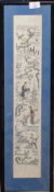 Piece of Chinese embroidery decorated with figures in a landscapes, 54cm long