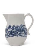 18th century Lowestoft porcelain sparrowbeak jug with a printed floral design and cell border to