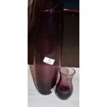 Tall Swedish Art glass vase, plum coloured