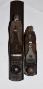 Two Stanley wooden planes, No 4 and No 6 respectively, largest 43cm long