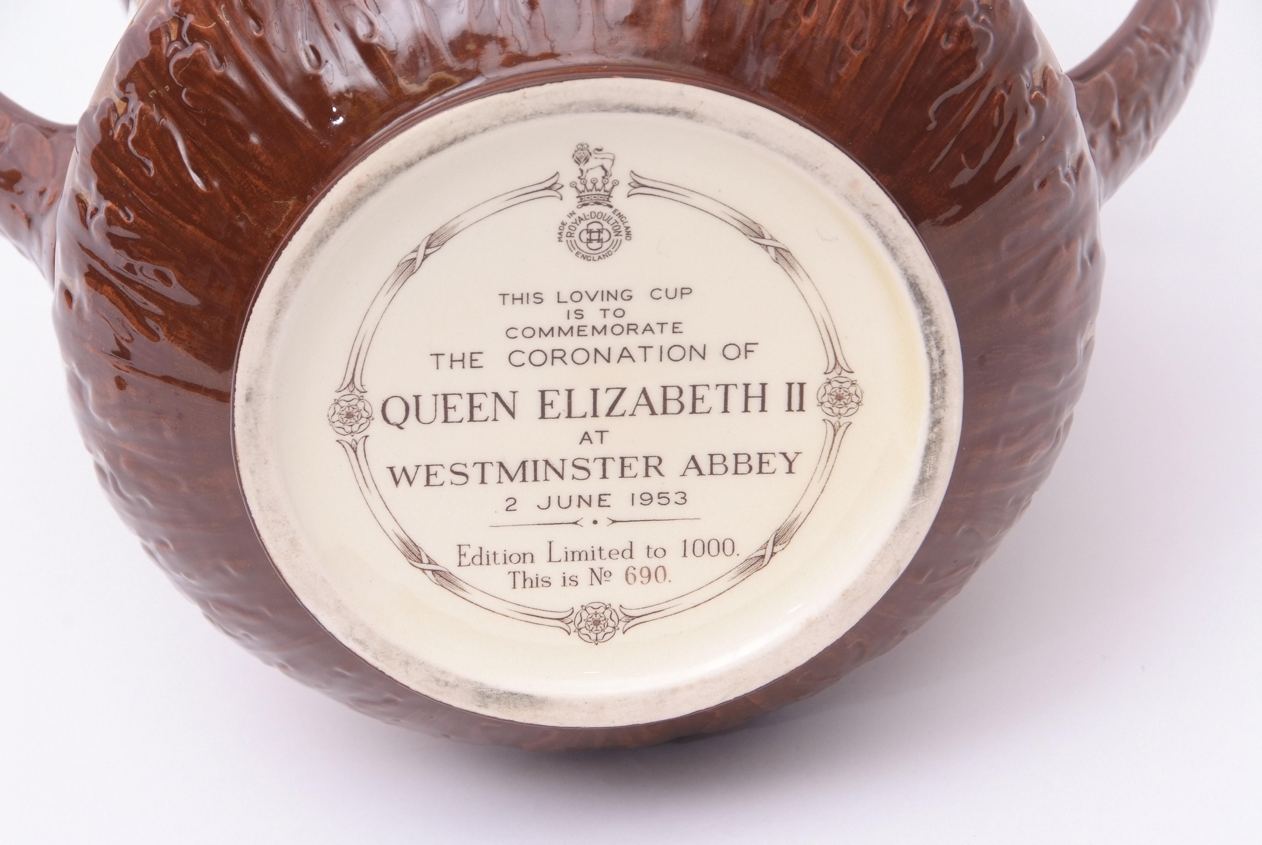 Royal Doulton limited edition loving cup to commemorate the Coronation of Queen Elizabeth II, the - Image 5 of 6