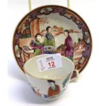 Chinese porcelain tea bowl with figures by a fence, together with an 18th Century Chinese export