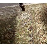 Large 20th century Wilton style rug with floral medallions and multi borders in red, olive and