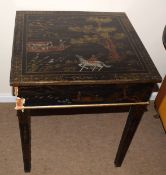 Chinoiserie style pair of square side tables, 61cm wide (2)