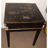 Chinoiserie style pair of square side tables, 61cm wide (2)