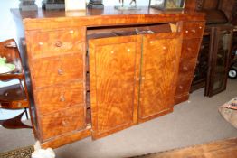 Victorian mahogany linen cabinet, two central panel doors enclosing fitted slides flanked on