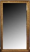 19th century gilt gesso large rectangular overmantel mirror, heavily beaded frame also decorated