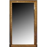 19th century gilt gesso large rectangular overmantel mirror, heavily beaded frame also decorated