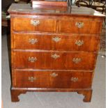 Early 18th century style walnut chest crossbanded top over two short and three full width